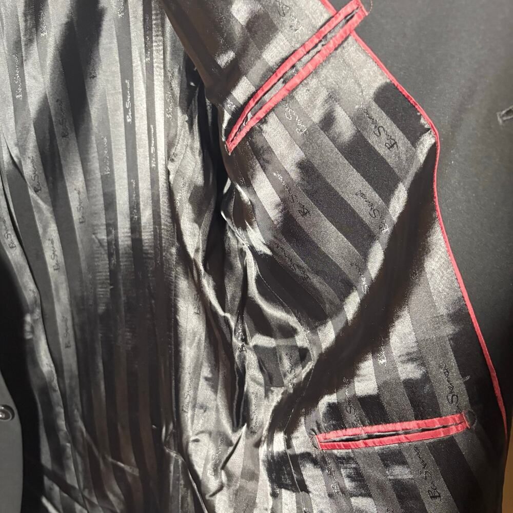 Ben Sherman Black Blazer Jacket R40 W33 Stretch Lined Mod Tailored - Picture 5 of 7